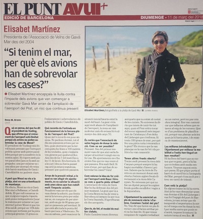 Entrevista a la Presidenta de l'AVV de Gav� Mar (Elisabet Mart�nez) al diari EL PUNT AVUI (11 de Mar� de 2018)